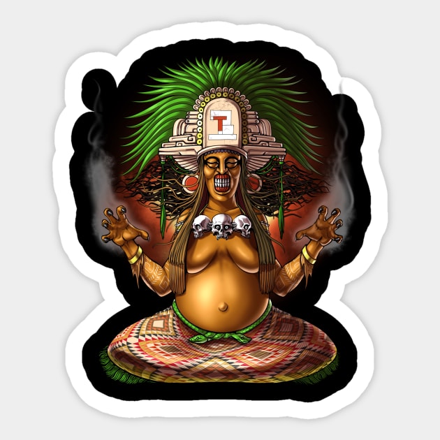 Aztec Mythology Deity Cihuateteo Sticker by underheaven